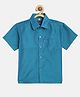 THANGAMAGAN Viscose Half Sleeves Soild Without Lining Shirt - Dark Blue