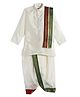 THANGAMAGAN Full Sleeves Solid Kurta With Coordinating Dhoti & Angavastram - Ivory