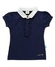 JusCubs Cotton Half Puff Sleeves Solid Top - Navy Blue