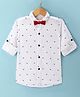 Jash Kids Cotton Woven Full Sleeves Printed Shirt With Bow - Off White