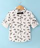 Jash Kids Cotton Woven Full Sleeves Shirt With Animals Print & Bow - Off White