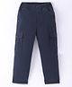 JASH KIDS Cotton Full Length Solid Trouser with Cargo Pockets- Navy Blue