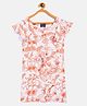 CRIMSOUNE CLUB Cotton Cap Sleeves Floral Printed Dress - Orange