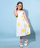 CRIMSOUNE CLUB Cotton Sleeveless Polka Dots Printed Dress - Yellow