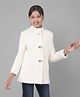 CRIMSOUNE CLUB Full Sleeves Self Designed Blazer - White