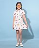 CRIMSOUNE CLUB Half Sleeves Collared Floral Printed Dress - Off White