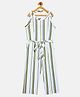CRIMSOUNE CLUB Sleeveless Striped & Belt Design Jumpsuit - Green