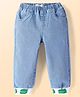 Kookie Kids  Cotton Lycra Denim Solid Color Jeans With Crocodile Design - Blue