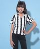 CRIMSOUNE CLUB Half Sleeves Striped Top - Black