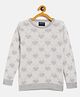 CRIMSOUNE CLUB  Full Sleeves Hearts Designed Sweater  -  Grey
