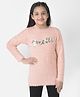 CRIMSOUNE CLUB Full Sleeves Sequins Pretty Text Printed Sweater - Pink