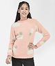 CRIMSOUNE CLUB Full Sleeves Beads Detailed Pineapple Designed Sweater - Peach