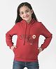 CRIMSOUNE CLUB Cotton Full Sleeves Great Things On My Way Text Printed Hooded Sweatshirt - Red