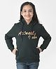 CRIMSOUNE CLUB Cotton Full Sleeves Actually I Can Text Printed Hooded Sweatshirt - Green