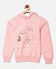 CRIMSOUNE CLUB Cotton Full Sleeves Nature Human & Peace Text Printed Hooded Sweatshirt - Pink
