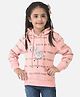 CRIMSOUNE CLUB Cotton Full Sleeves Sequin Embellished Bird & Text Printed Hooded Sweatshirt - Pink