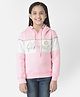 CRIMSOUNE CLUB Cotton Full Sleeves Glitter Glorious Text Printed Hooded Sweatshirt - Pink