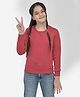CRIMSOUNE CLUB Cotton Full Sleeves Solid Sweatshirt - Red