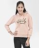 CRIMSOUNE CLUB Cotton Full Sleeves Leave A Little Sparkle Wherever You Go Text Sequin Embellished Sweatshirt - Peach