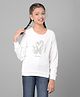 CRIMSOUNE CLUB Full Sleeves Swans Stone Detailed Sweatshirt - White