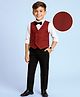 Mark & Mia Full Sleeves Solid Colour 3 Piece Party Suit with Bow - Red White & Black