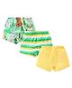 Babyhug 100% Cotton Knit Trunks with Striped & Animal Print Pack of 3 - Green & yellow