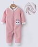 Kookie Kids Full Sleeves Winter Wear Romper With Bear Print - Pink