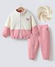 Kookie Kids Full Sleeves Front Zipper Winter Wear Suit with Bear Embroidery - Pink