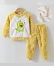 Kookie Kids Raglan Sleeves Winter Wear Suit With Dino Applique - Yellow & White