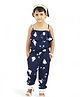 Kids Cave Sleeveless Floral Printed Jumpsuit  - Navy Blue