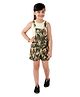 Kids Cave Camouflage Printed Dungree With Sleeveless Tee - Khaki