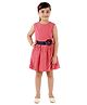 Kids Cave Sleeveless Solid Dress With Attached Belt - Pink