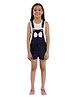 Kids Cave Sleeveless Abstract Printed & Bow Applique Detailed Dungaree With Solid Tee - Blue