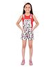 Kids Cave Sleeveless Abstract Printed Dungaree With Solid Tee - White