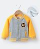 Kookie Kids Full Sleeves Bomber Jacket with Lion & Text Embroidery & Pockets - Yellow