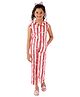 Kids Cave Half Sleeves Striped & Floral Printed Jumpsuit -White