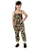 Kids Cave Sleeveless Frill Detailed Camouflage Printed Jumpsuit - Khaki