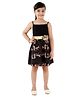 Kids Cave Sleeveless Abstract Printed Smocked Dress With Attached Belt - Black