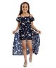 Kids Cave Cold Shoulder Floral Printed Jumpsuit -Blue