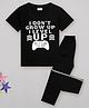 Sheer Love Cotton Jersey Knit Half Sleeves Text & Game Controller Printed Tee With Pajama - Black