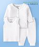 Babyoye Cotton Knit Full Sleeves Thermal Vests & Pant Set Solid Color - White