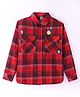 Little Kangaroos Cotton Knit Full  Sleeves Regular Collar Checkered Shirt - Red