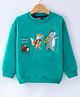 Little Kangaroos Cotton Knit Full Sleeves Sweatshirt with Animal Patch Detailing - Turquoise
