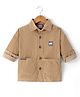 Little Kangaroos Courdroy Full Sleeves Solid Colour Shirt - Beige
