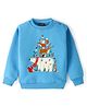 Little Kangaroos Cotton Full Sleeves Sweatshirt with Christmas Theme & Bear Embroidery - Blue