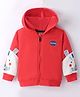 Little Kangaroos Full Sleeves Hooded Sweatjacket with Cat Patch - Coral