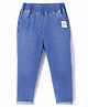 Little Kangaroos Cotton Full Length Denim Jeans with Animal Patch - Light Blue