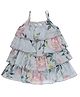 Young Birds Chiffon Sleeves Floral  Pinted Layered Dress -  Green