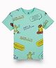 GINI & JONY Half Sleeves Typography Printed Tee - Turquoise