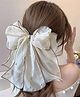 Ziory Georgette Multi Layers Bow & Pearl Detailed Hair Clip - Off White